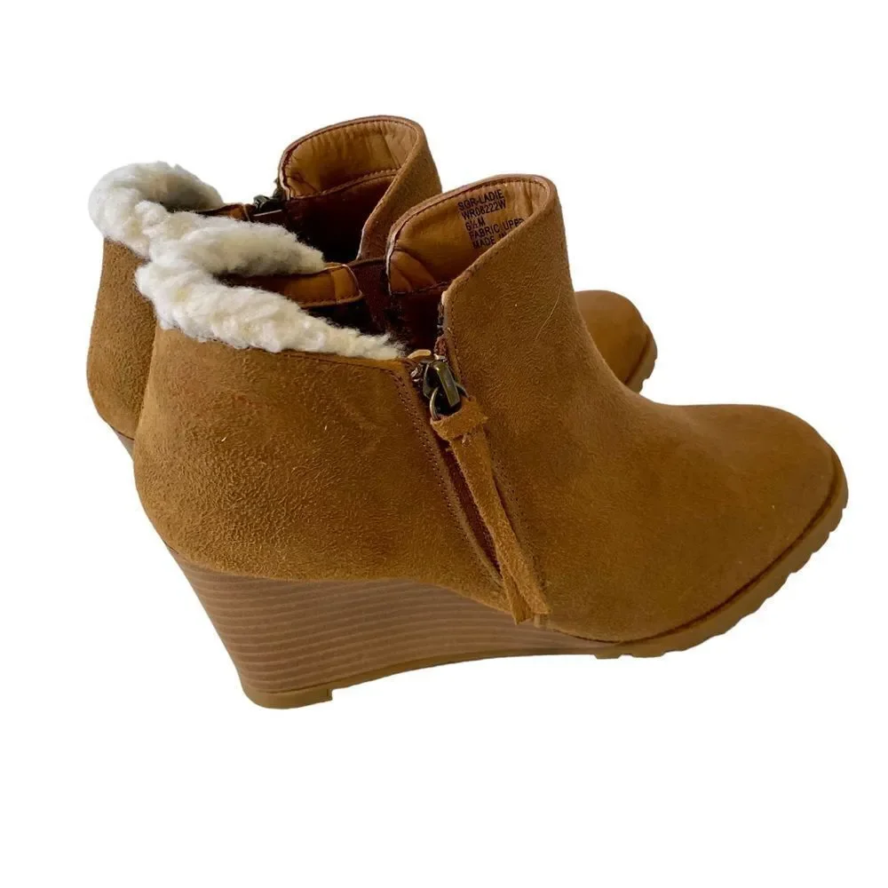 Sugar Brand Light Brown Faux a suede Ankle Boots w/side zipper.